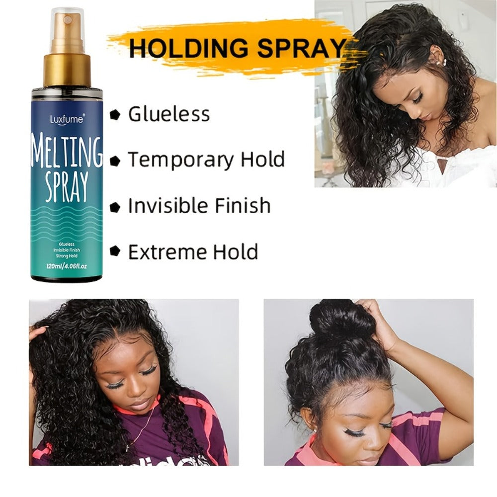 Lace Wig Melt Spray Strong Hold No Residue Quick Dry 4.06 Fl Oz Invisible Glueless Adhesive for Lace Front Closure Wigs Porta