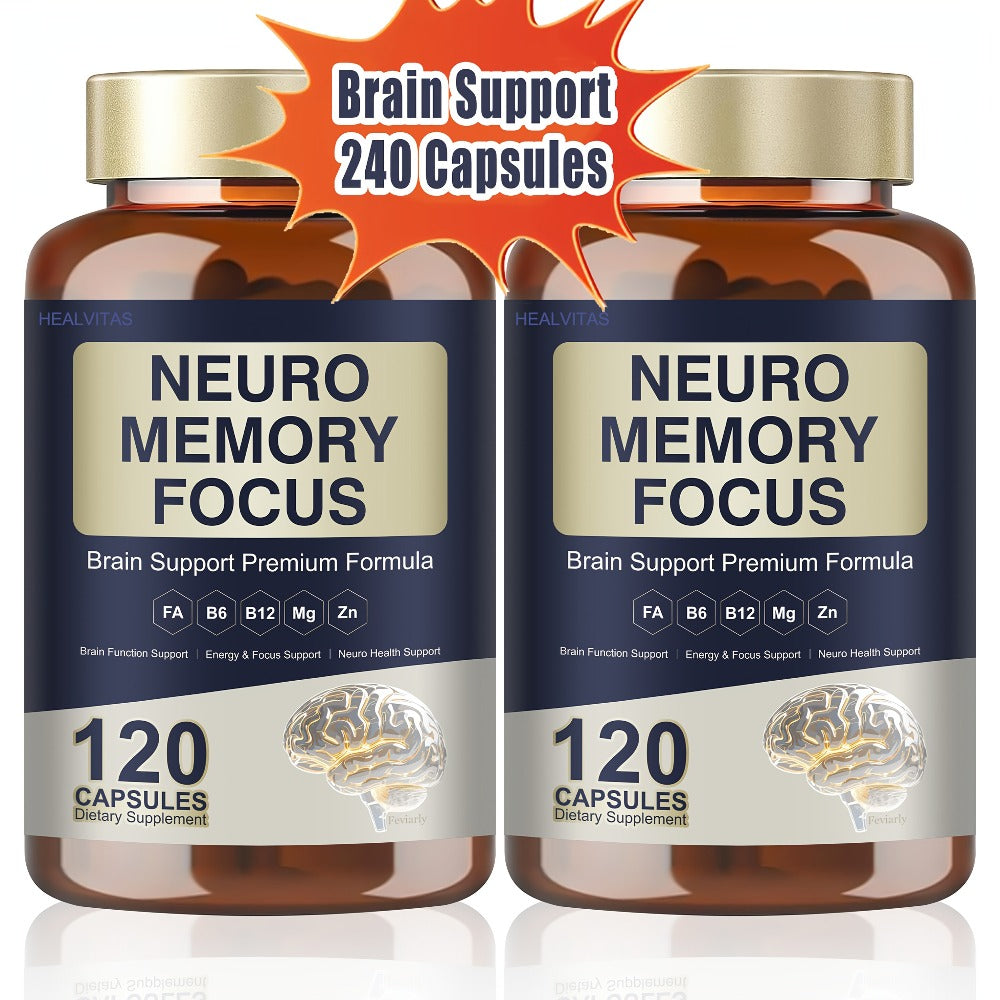 Memory Focus Brain Supplement 120 Capsules, Advanced Nootropic Formula with Ginkgo Biloba, Bacopa Monnieri — image 2