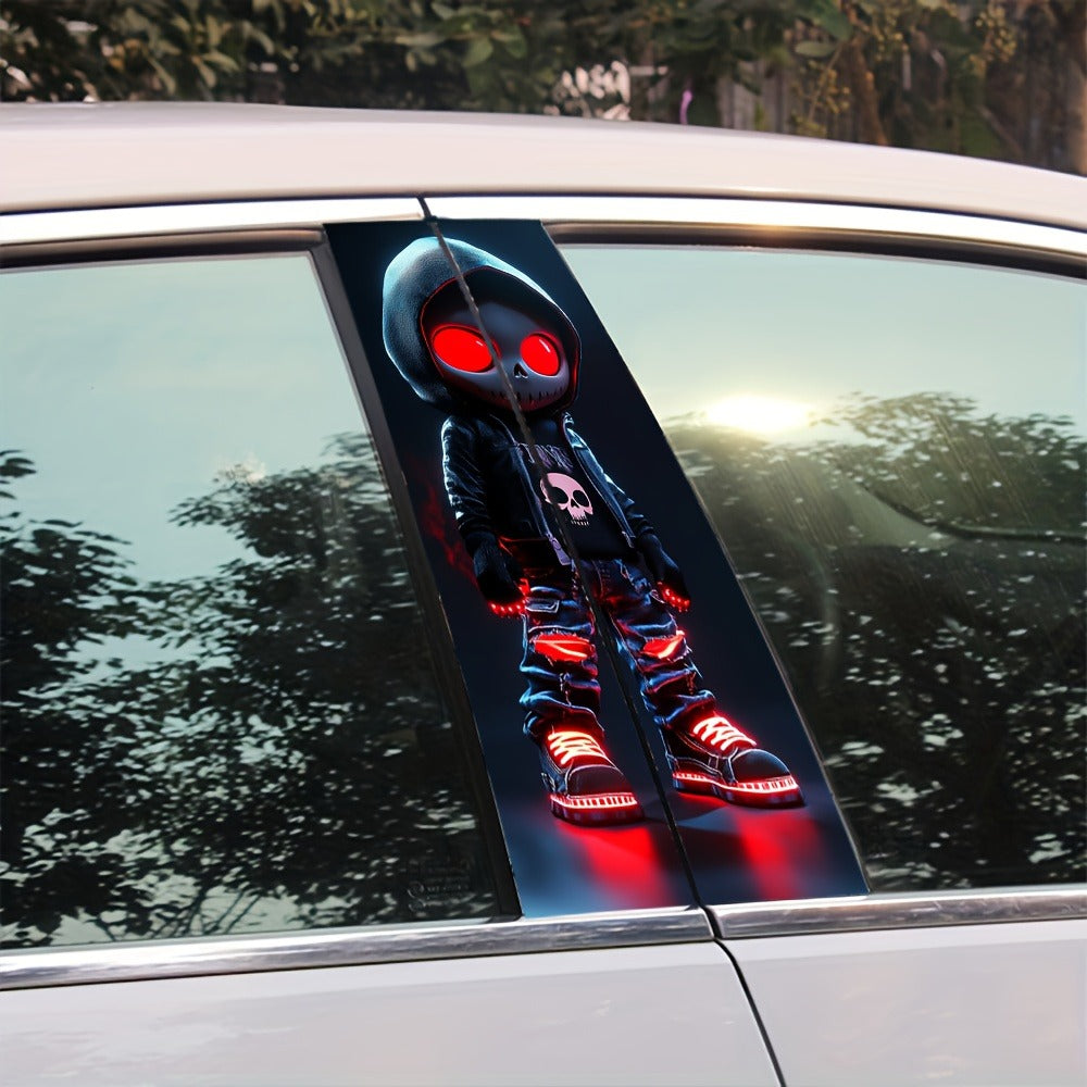 Pair of Red-Eyed Skull Character Car Decals, 19.7 x 9.8 Inch Each, for Smooth Exterior or Window Surfaces — image 8
