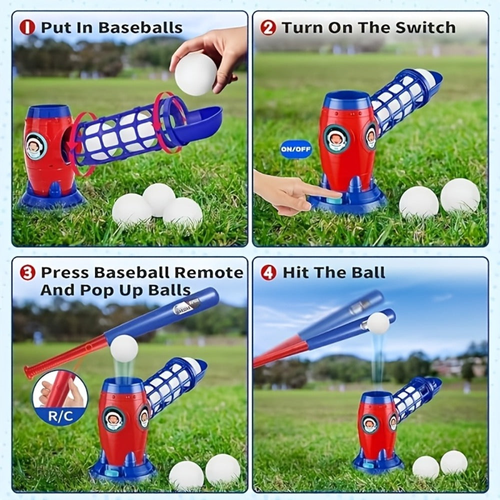 Kids Baseball Pitching Machine Toy Set, Children's Baseball Trainer with Bat, Ball Machine & 10 Balls — image 14