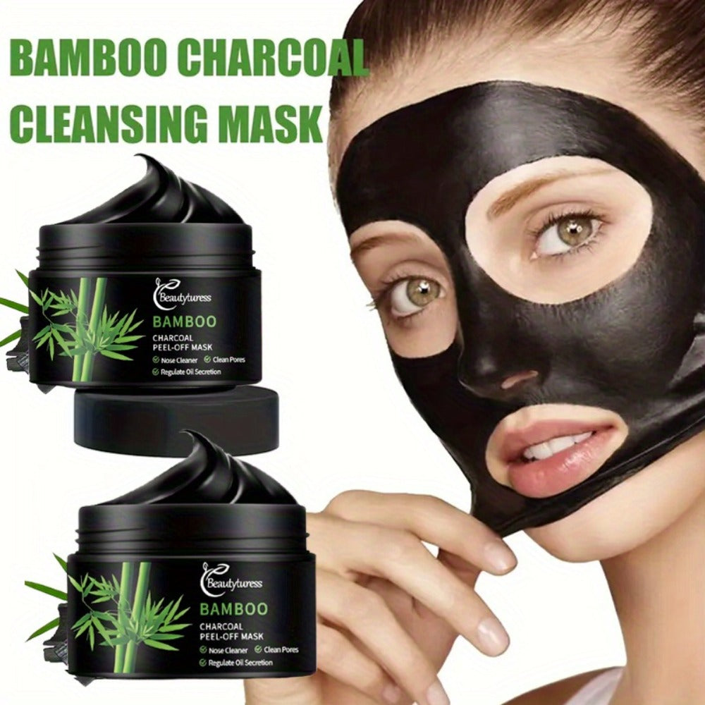 Bamboo Charcoal Clay Face Mask Deep Cleansing Pore Minimizing Oil Control Blackhead Remover for Bath Time, Home Spa and Perso