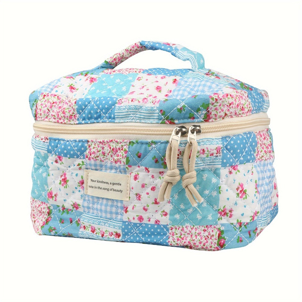 Makeup Bag Four-Piece Quilted Cotton Floral Pouch Set in Five Styles for Travel, Vanity and Everyday Beauty Storage — image 9