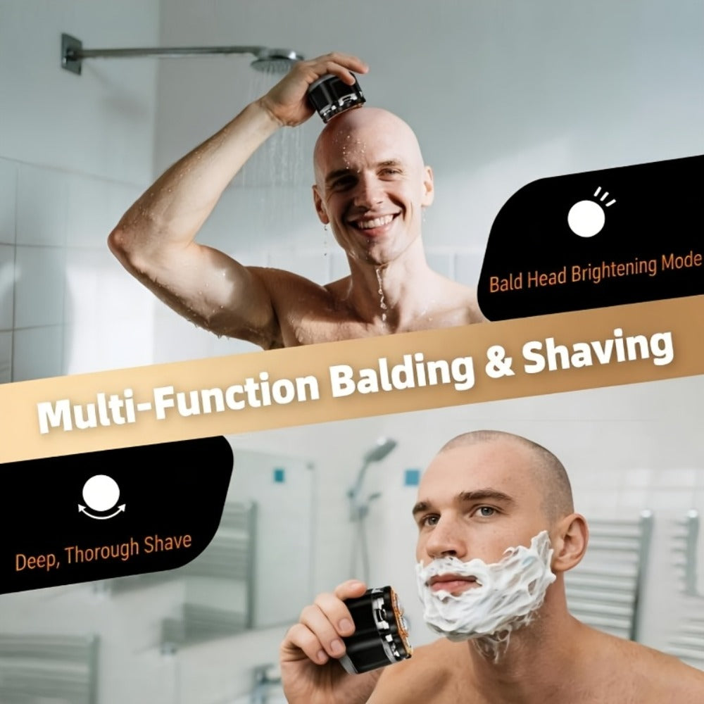Black 7-Head Rotary Electric Head Shaver with Magnetic Blade Assembly, Digital Display and USB-C Cable — image 9