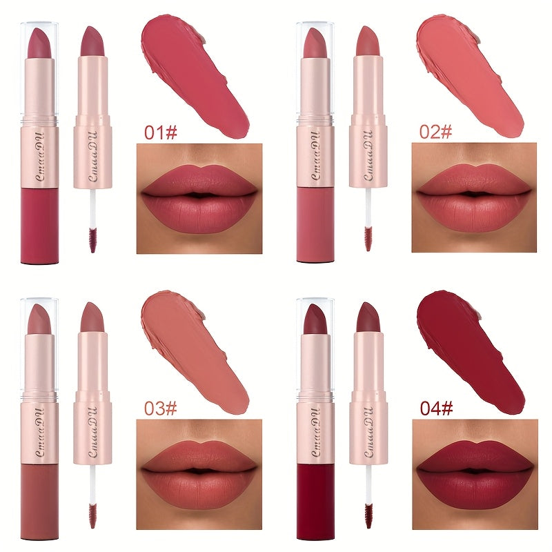 Dual-Ended Matte Lipstick & Lip Gloss Set 4pcs, 2-in-1 Velvety Lip Color, Non-Drying Comfortable Formula — image 16