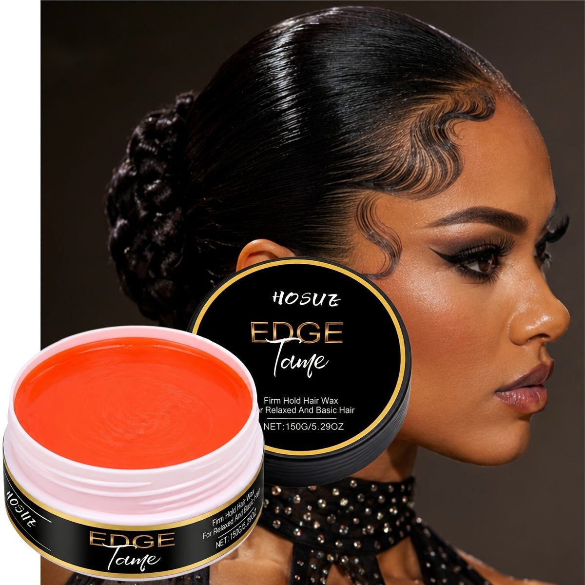 Edge Control Hair Wax Gel 150g, Styling Gel for Edges, Braids & Frizzy Hair, Non-Greasy Natural Shine Finish for Women & Men 