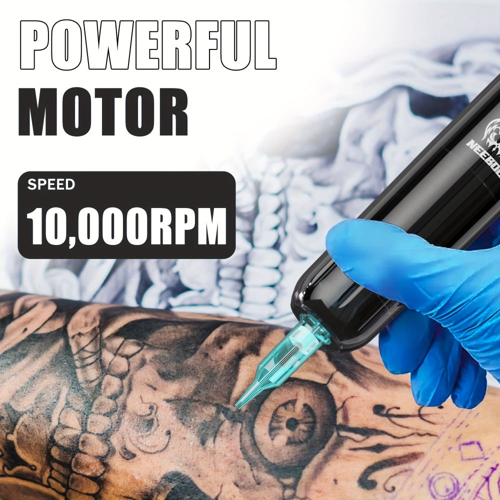 Tattoo Machine Kit Neebol Wireless Pen with Screen Display, 10 Cartridges, 7 Inks and Four Color or Pro Options — image 12