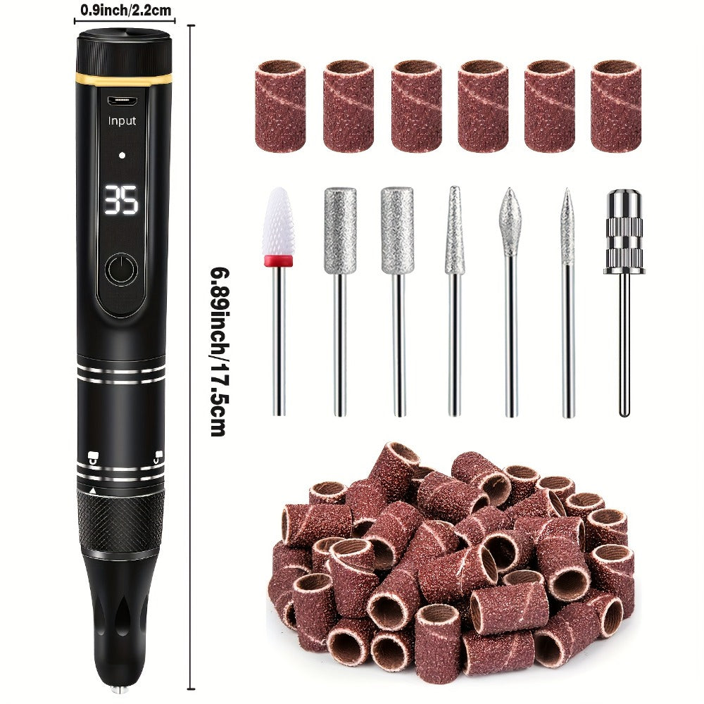 Electric Nail Drill 35000 RPM Rechargeable Pen with Digital Display, Forward Reverse and Three Colors — image 6