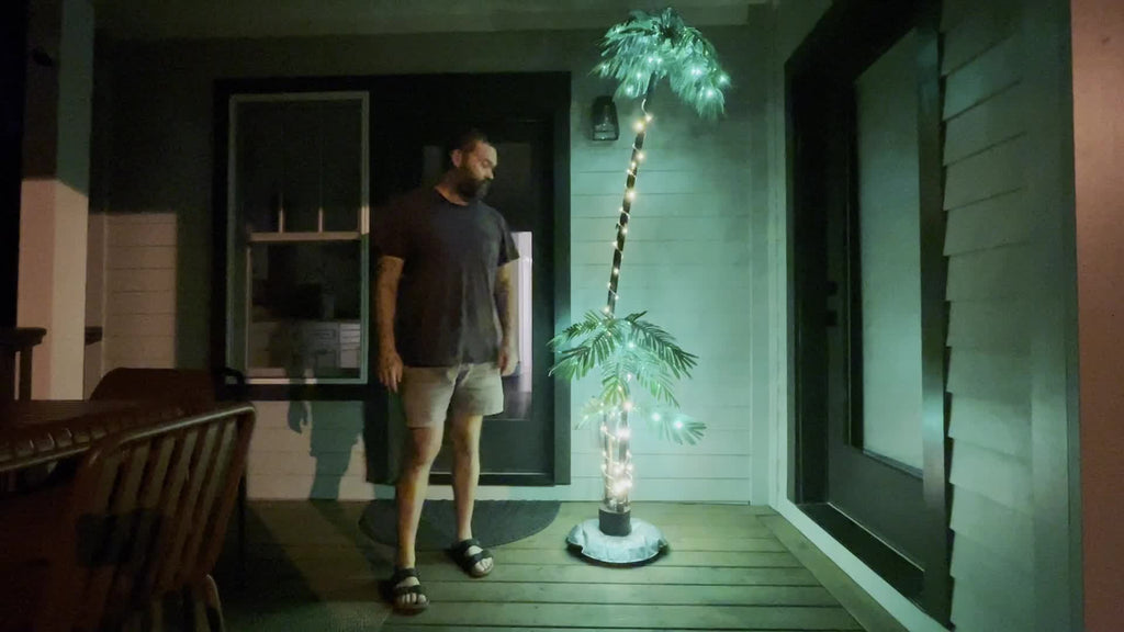 Solar Palm Tree Light 7ft 260 LED Outdoor Patio Tropical Decor Waterproof — image 9