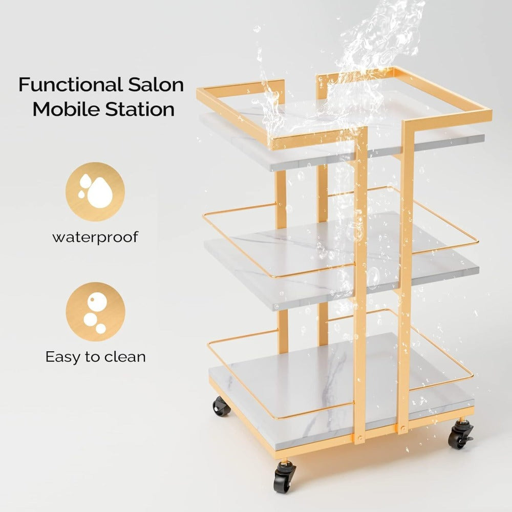 Three-Shelf Rolling Salon Trolley with Side Handles, Locking Casters and Four Color Configurations — image 10