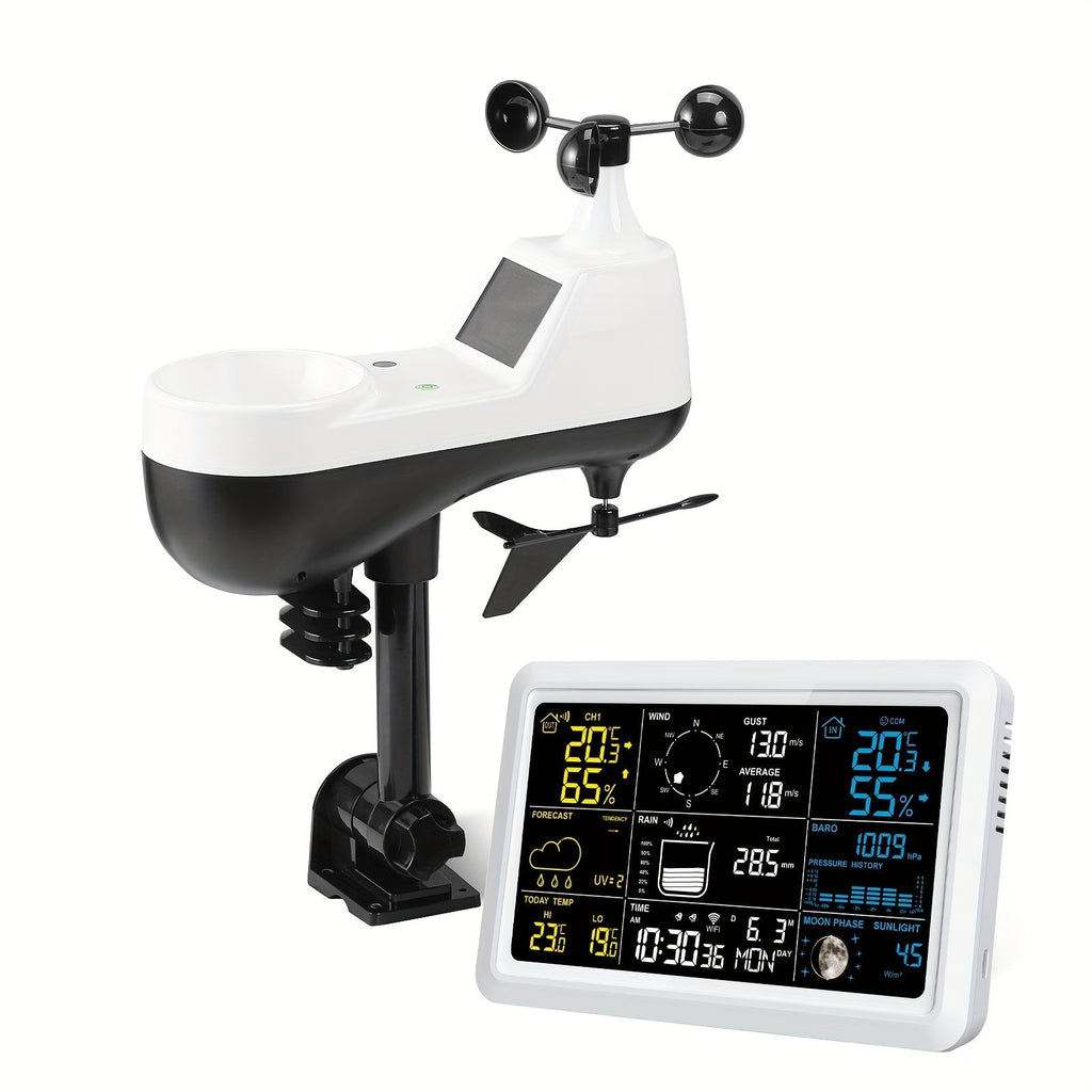WiFi Weather Station | 7-in-1 Rain Gauge Wind Speed App Forecast — image 3