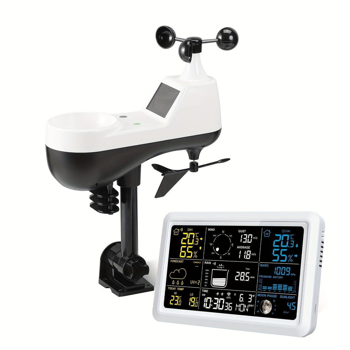 WiFi Weather Station | 7-in-1 Rain Gauge Wind Speed App Forecast — image 3