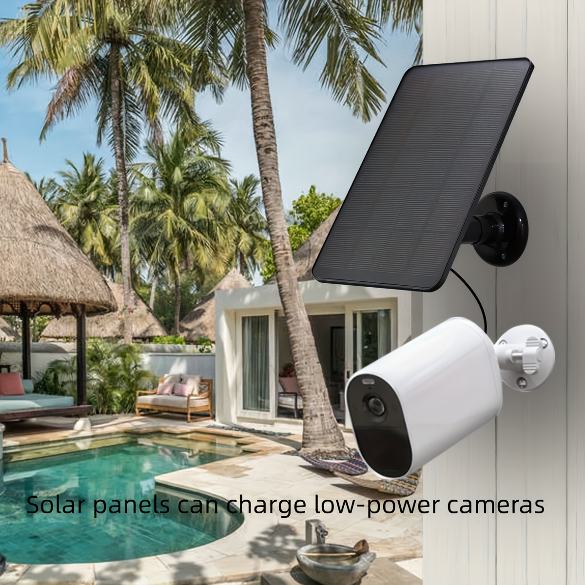 Solar Panel Charger for Security Camera 7W 360° Adjustable USB-C Micro USB Outdoor Continuous for an Everyday Personal Care R