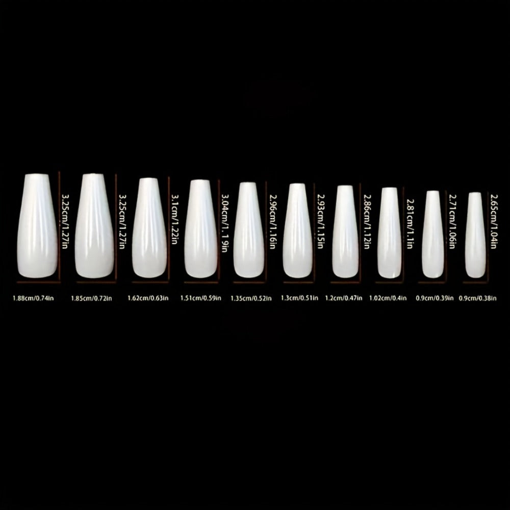 Press On Nails 216-Piece Medium Coffin Nude Pink Flower Glossy Reusable Full-Cover Set with ABS Option — image 4