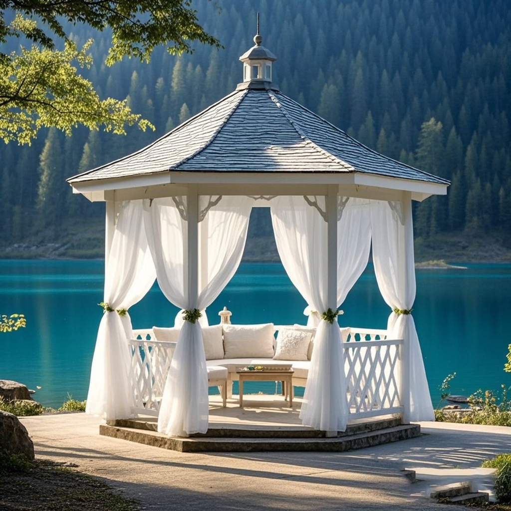 Four-Piece White Sheer Outdoor Curtain Set with Rod-Pocket Top and 152 x 304 cm Panel Size — image 6