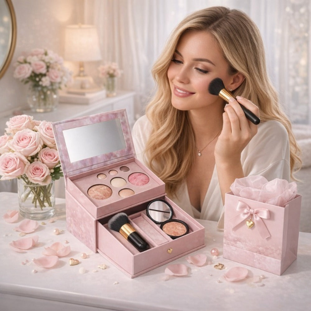 All-in-One Baked Makeup Palette Set 3pcs for Women, 7-Color Face Powder Blush Eyeshadow Trio & Concealer Brush — image 5