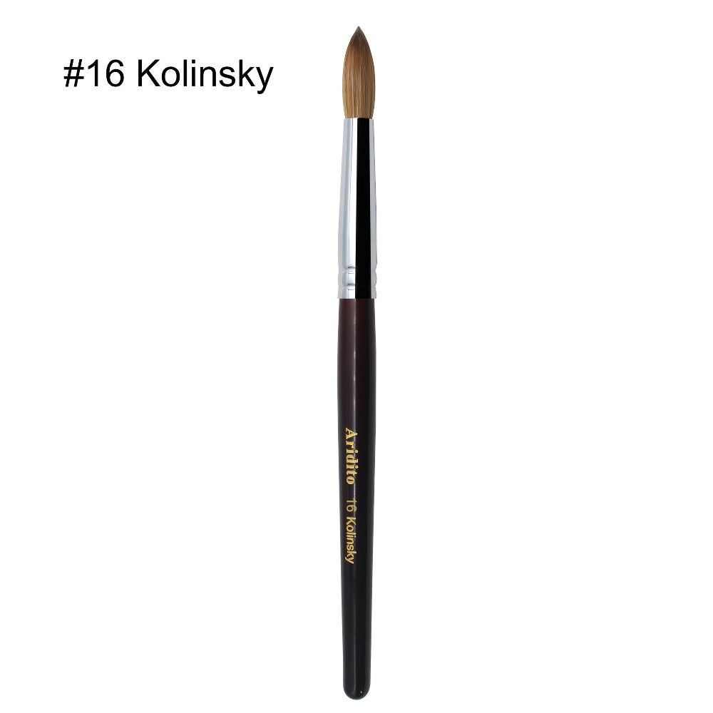 Kolinsky Acrylic Nail Brush Round Head Red Wine Wooden Handle – Professional Brush for Acrylic Extension Nail Art Sculpting &