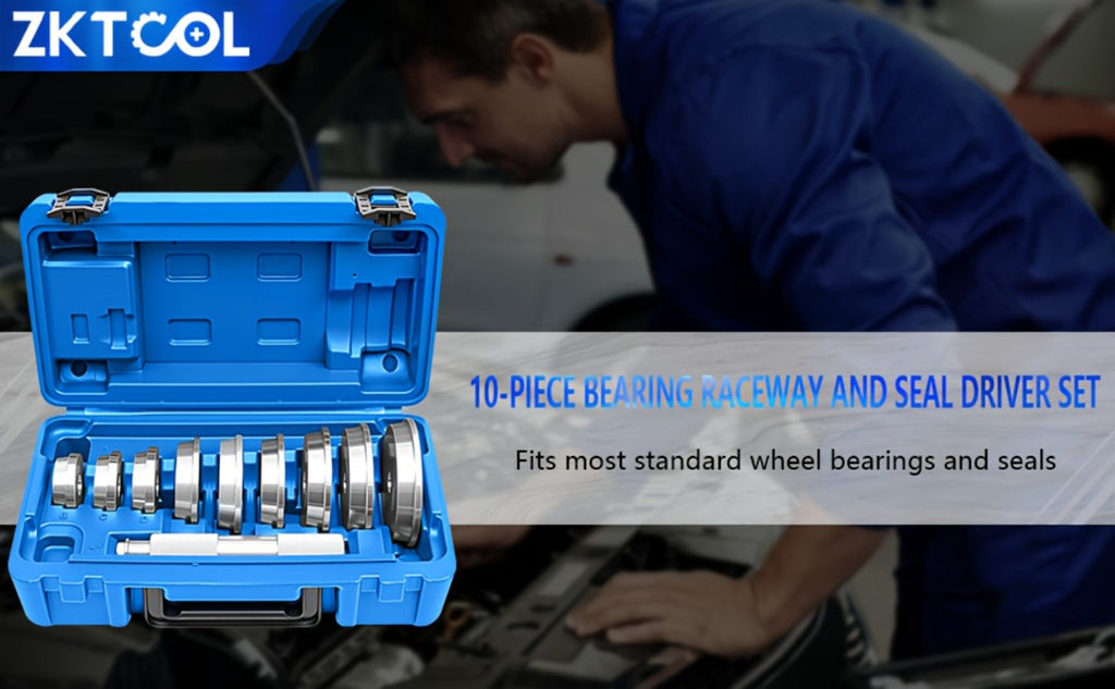 Bearing Press Kit 10-Piece – Bearing Race & Seal Bushing Driver Installation Set with 9 Double-Sided Adapters for Automotive 