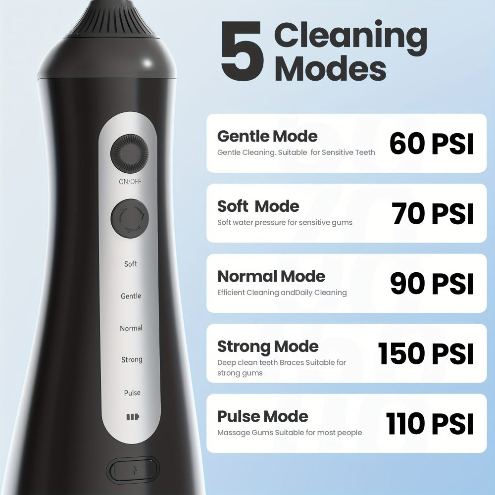 350 ml Cordless Water Flosser Kit with Six Jet Tips, Five Mode Labels, USB Cable and Manual — image 2