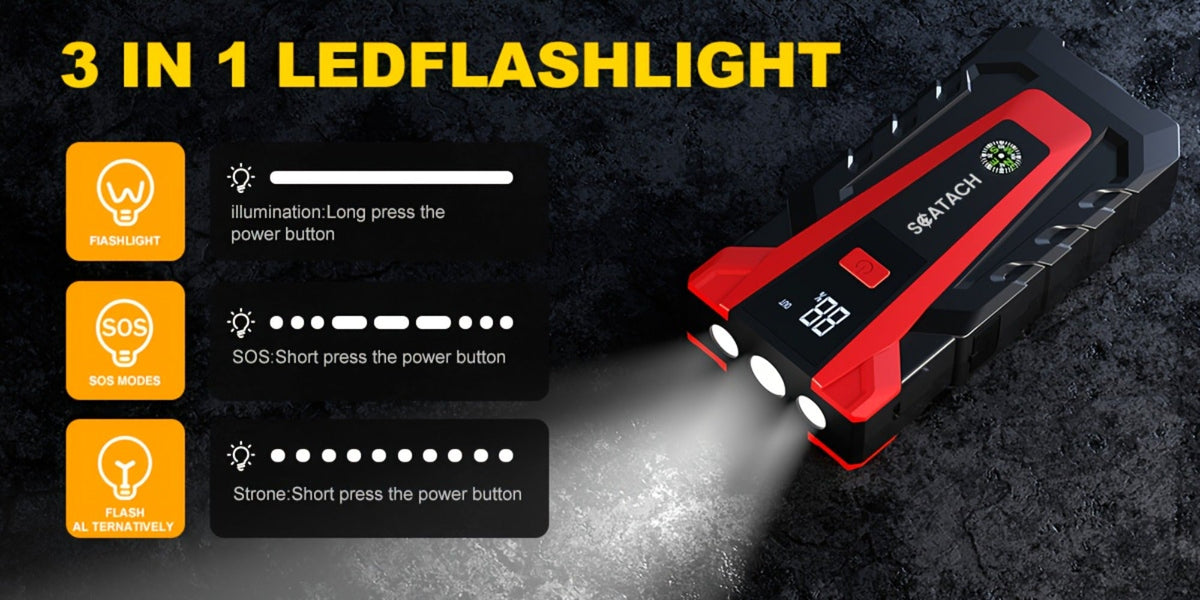 12V Jump Starter with Scatach-011 Base Model or Q27B Start-and-Inflation Package, Digital Display and Clamps — image 17
