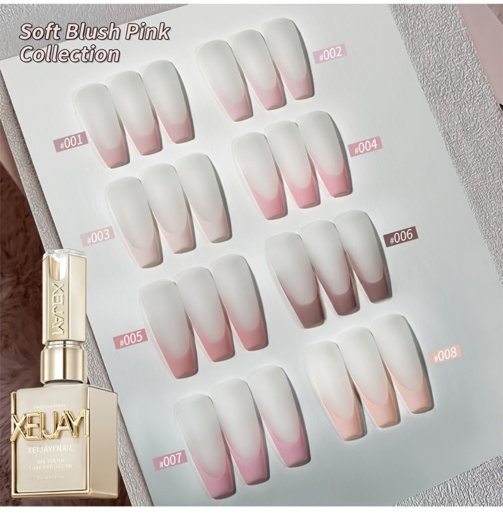 Gel Nail Polish 8-Color Gentle Pink Set in 0.51oz Bottles with Shades 001-008 and LED Soak-Off Cure for Nail Art — image 14