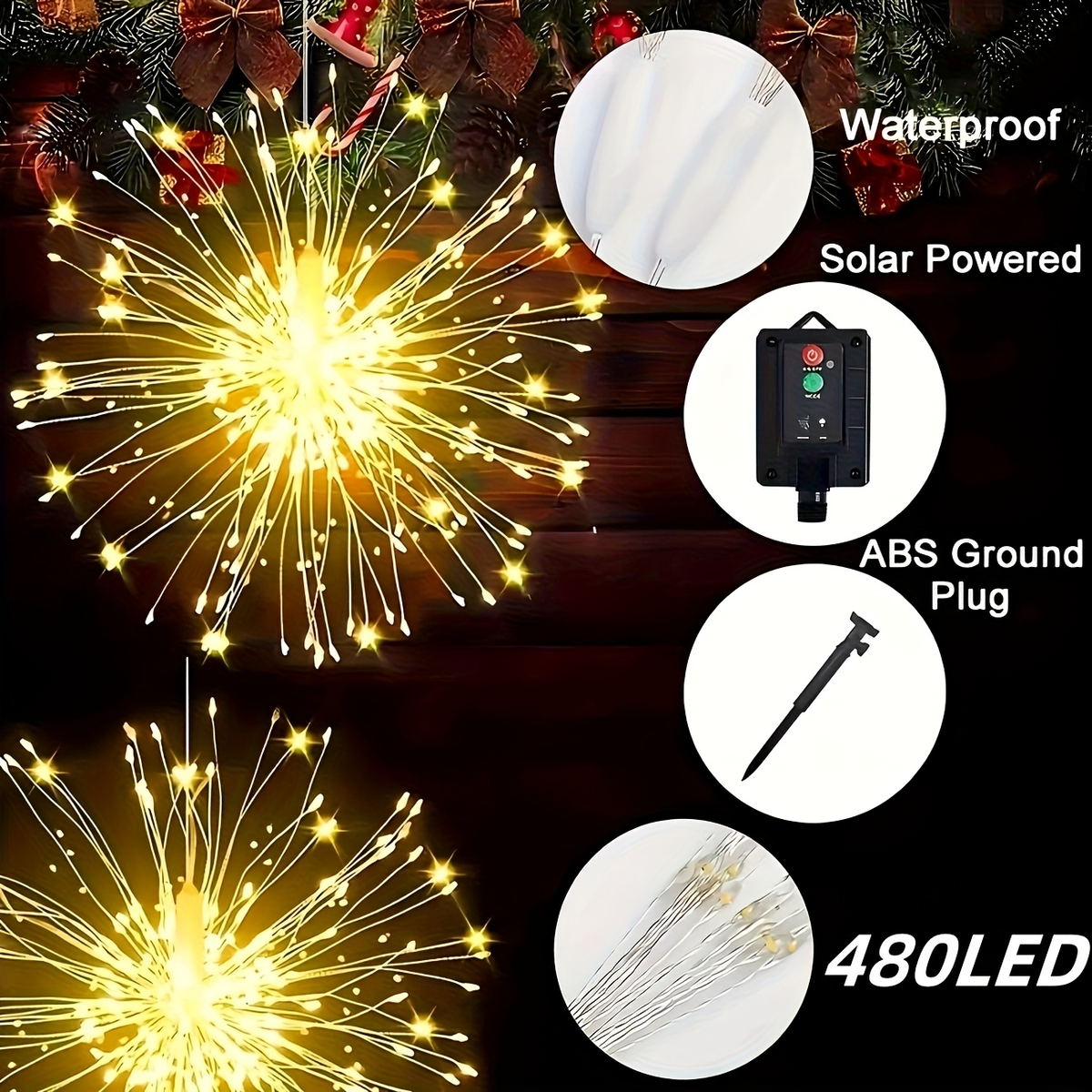 Solar Starburst Ball Light Set with Eight 480-LED Pieces, Remote Control and Three Color Options — image 10