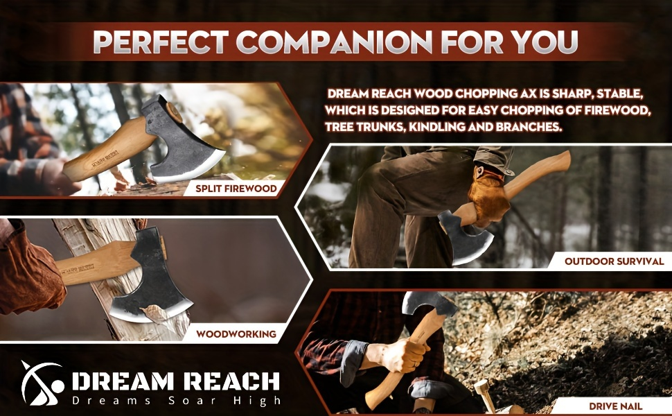 Hatchet Camping Axe 14 Inch Hand Forged High Carbon Steel Bushcraft Splitting Axe with Sheath - Wood for Garden, Patio and Ya