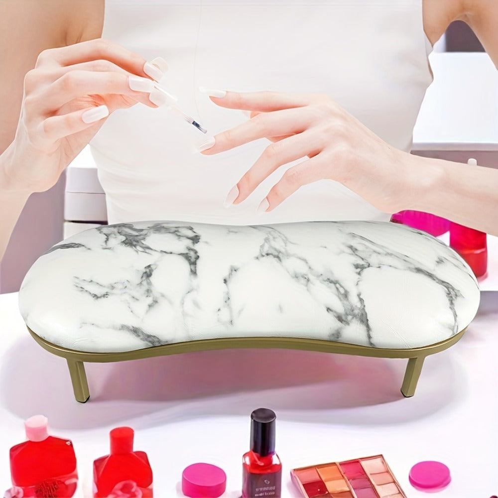 Nail Arm Rest with Metal Base Ergonomic Microfiber PU Cushion 15 Degree Tilt – Luxury Manicure Wrist Rest for Nail Salon Prof