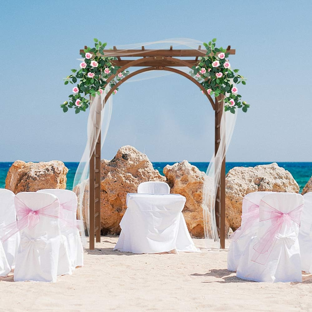 Teak Wood Pergola Arbor 85" Wedding Arch Garden Climbing Trellis for Garden, Patio and Yard Use — image 10