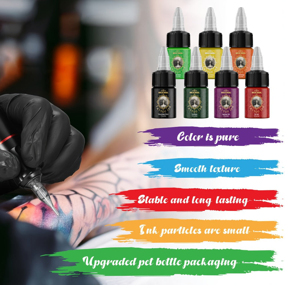 Tattoo Ink 14- or 21-Color Set with 0.5oz 15ml Bottles and Two Palette Choices for Color Selection — image 5