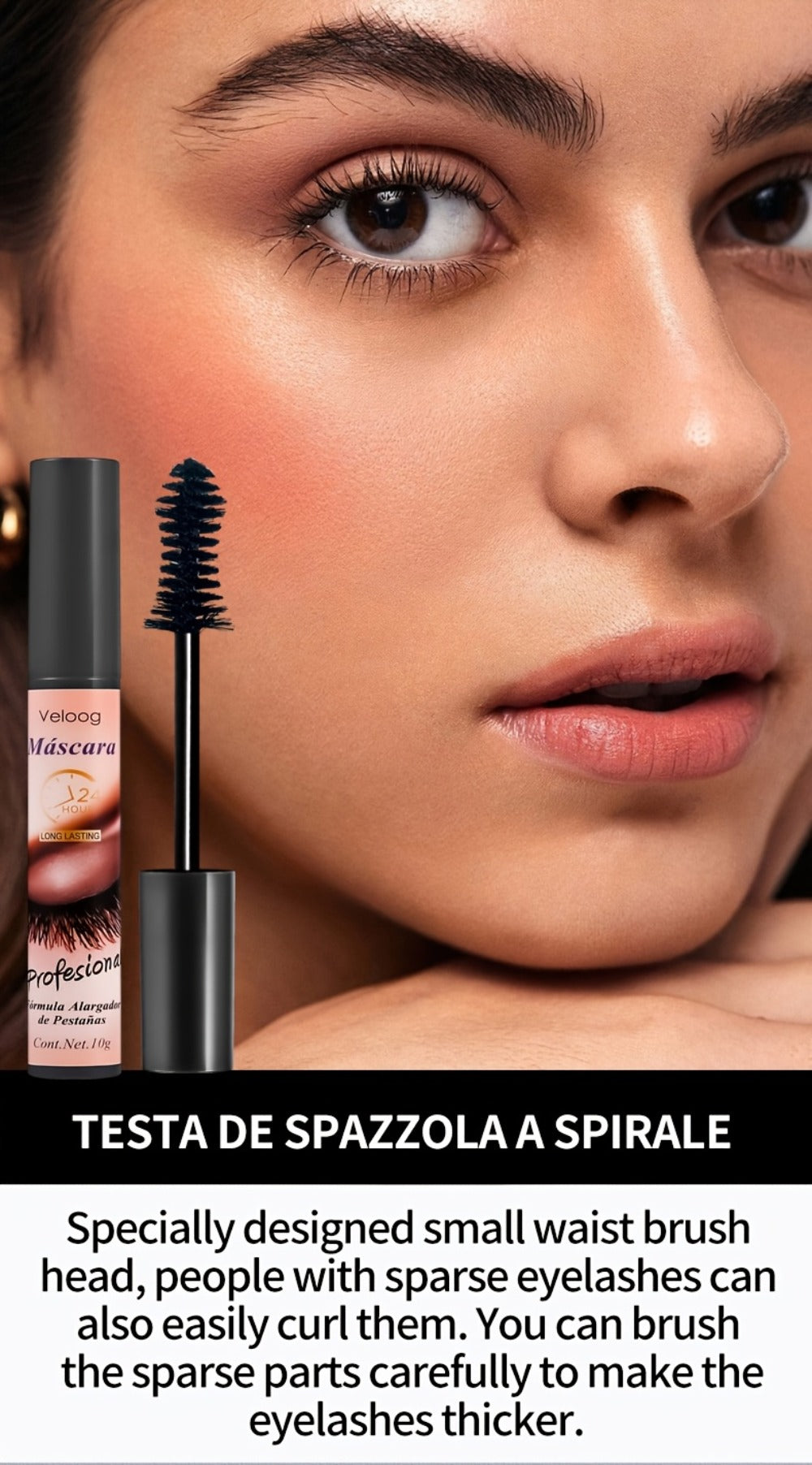 Waterproof Mascara Set 3 Piece, Lengthening Volumizing Curling Lash Mascara with Sea Urchin Spiral Conical Brush Heads — imag
