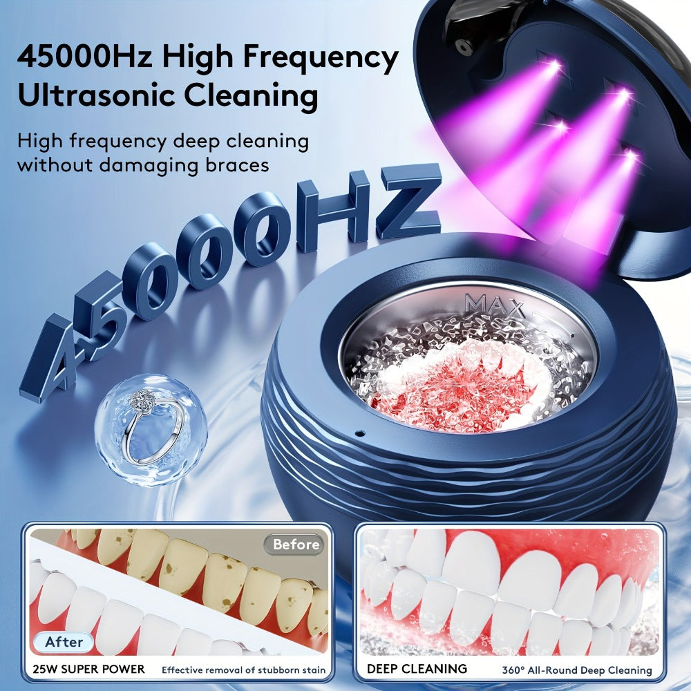 45 kHz Round Ultrasonic Cleaner with Four Timer Modes and Three Color Options for Small Items — image 3