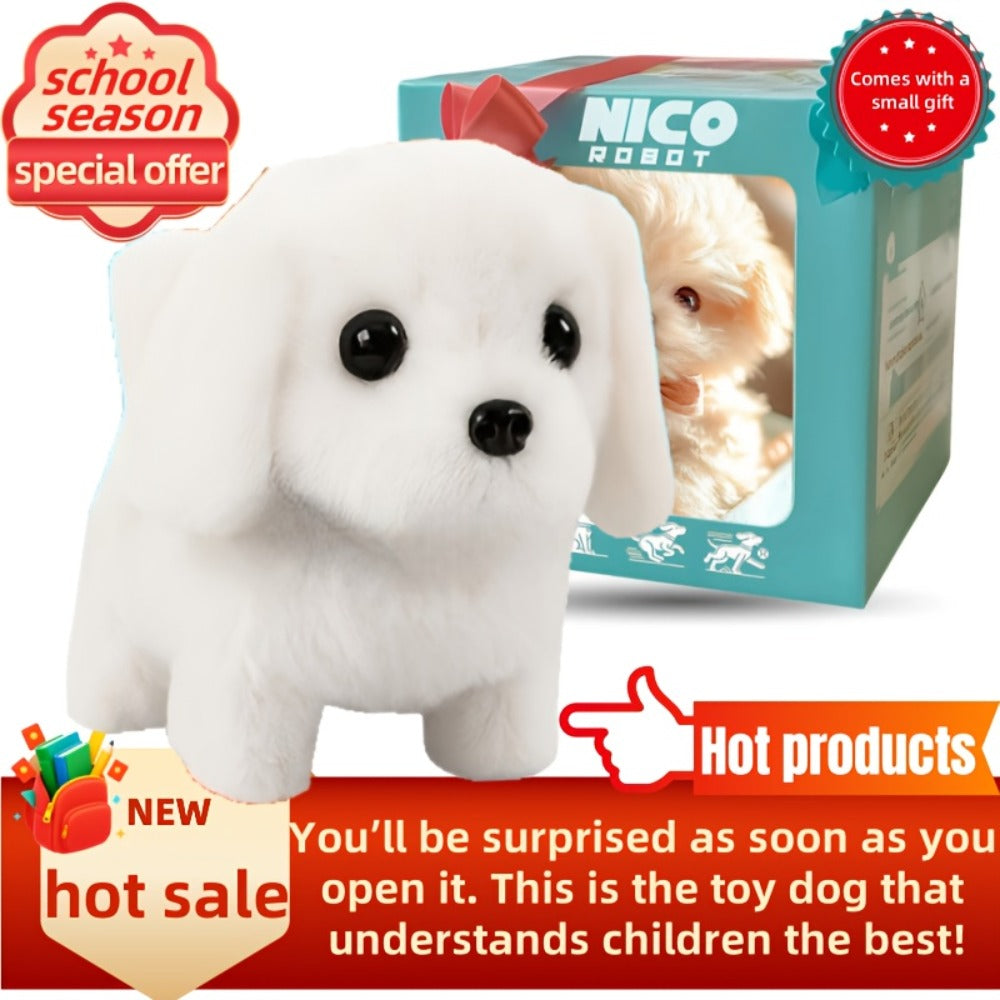 Interactive Robotic White Labrador Puppy Plush Toy, Walks Barks Wags Tail, Realistic Electronic Pet Dog — image 3
