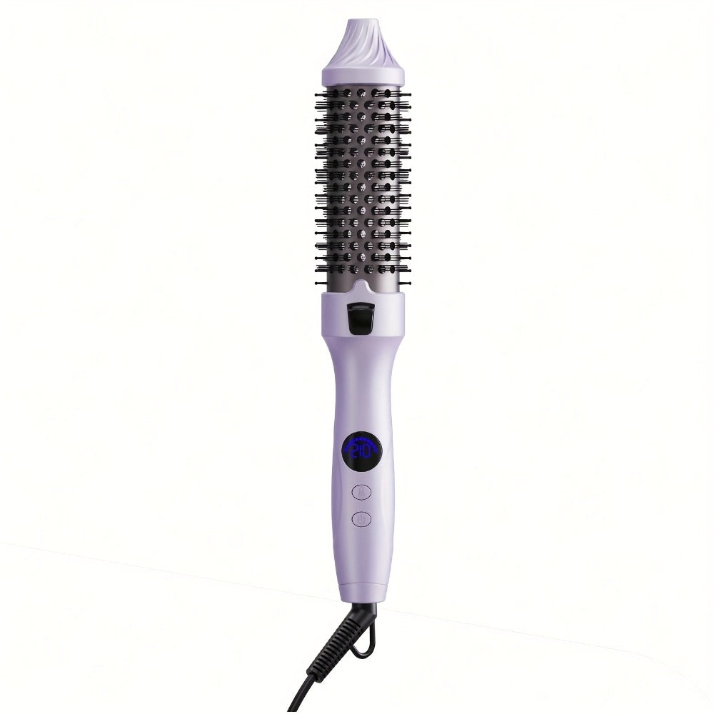 2-in-1 Hot Air Brush Straightener & Curler with Negative Ion Technology, Frizz-Free Blowout Brush with Adjustable Temp Contro