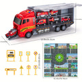 Fire Truck Toy Set for Kids Ages 3-6, Die-Cast Metal Carrier Truck with Play Mat, Emergency Vehicle Collection — image 12