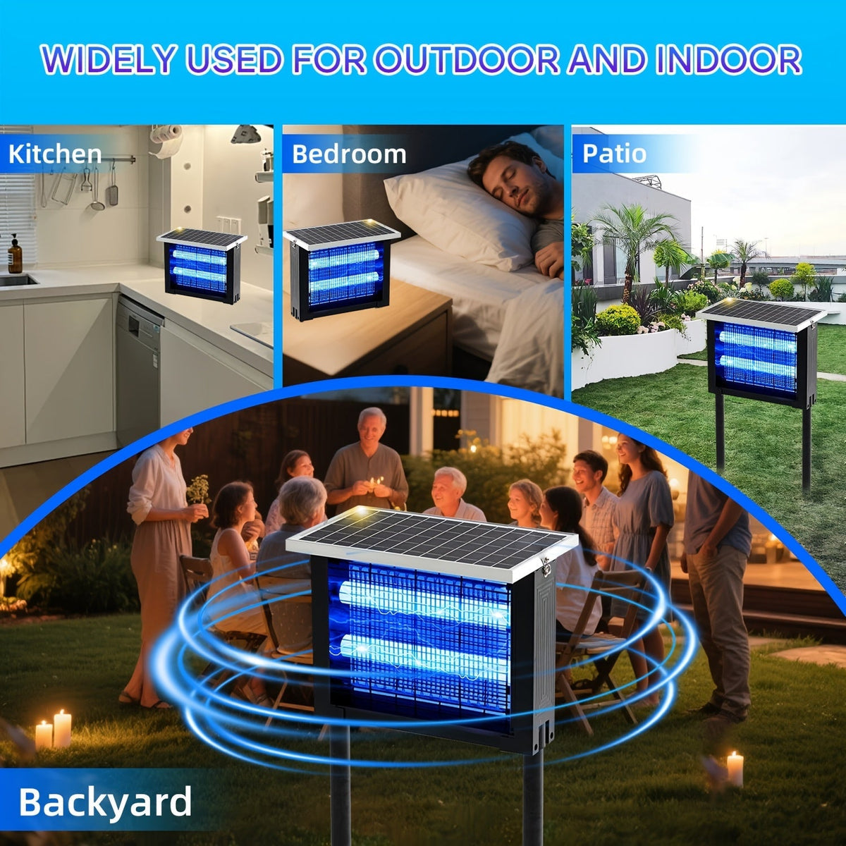 Solar Bug Zapper Outdoor Rechargeable | Patio Garden Backyard Camping — image 12