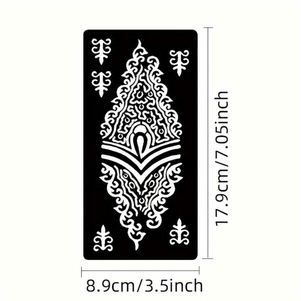 Nine-Sheet Reusable Tattoo Stencil Set with Long Floral and Henna-Style Pattern Cards in HN1 or HN2 — image 4