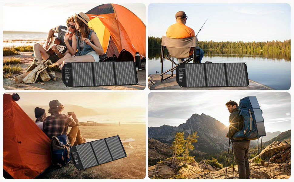 Portable Solar Panel Charger 30W 60W, Foldable Monocrystalline with 18V MC4, DC 12V, USB-A QC3.0 & USB-C PD 18W for Camping —