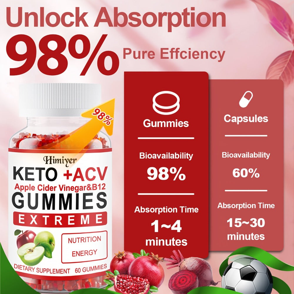 Apple Cider Vinegar Gummies with Pomegranate, Beet Juice & Vitamin B12, Keto ACV Gummies for Weight Management — image 8