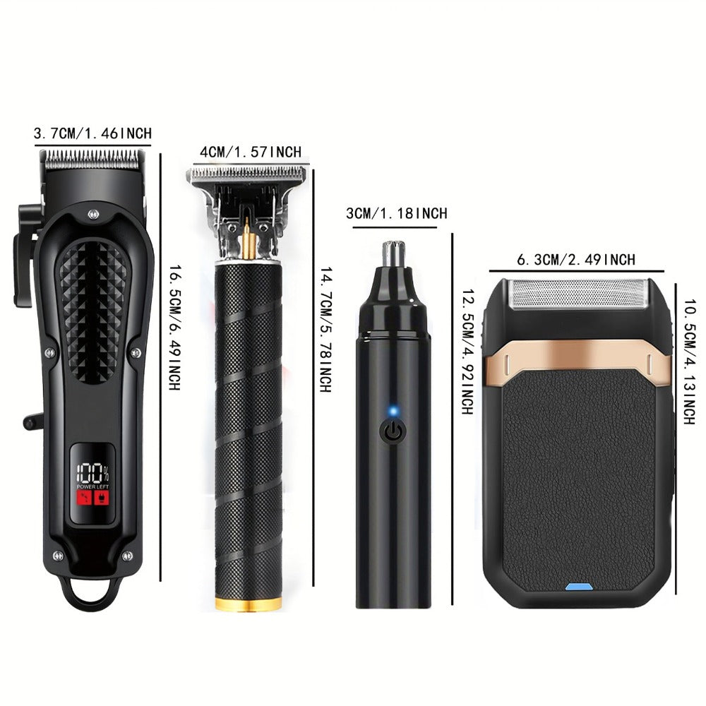 Multi-Piece Hair Clipper Kit for Men – USB Rechargeable Cordless Electric Trimmer Set, 2-Piece & 4-Piece Home Travel Barber T