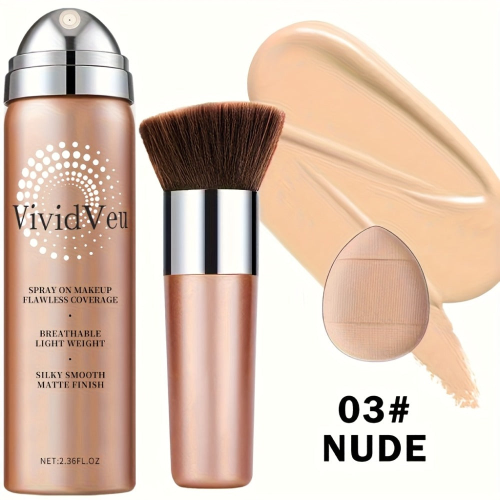 Spray-On Liquid Foundation Bottle with Matching Face Brush in Four Shades from Natural to Porcelain — image 7