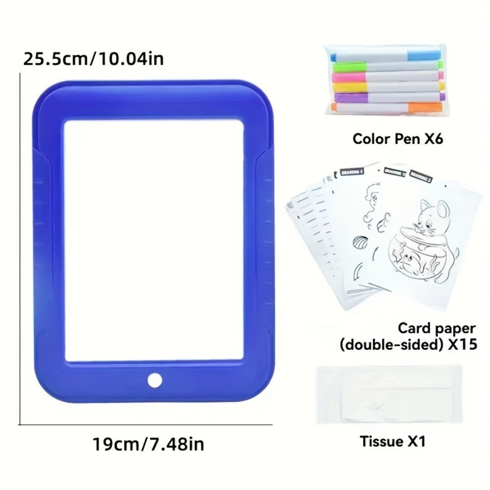 Light Up Drawing Board for Kids LED Doodle Art Set with Colorful Markers & 30 Cards Ages 3-8, Battery-Powered Glow Writing Bo