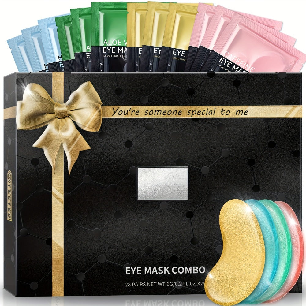Collagen Eye Mask Patches 40 Pairs – Caffeine & Aloe Vera Under Eye Patches 4 Types Eye SPA Multi-Color Depuff Dark Circle Mo