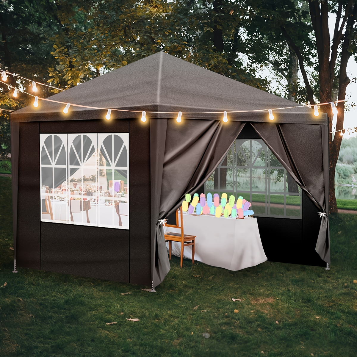 PE Fabric 10x10ft Canopy Tent with No-Wall, Three-Sidewall or Four-Sidewall Package Options — image 12