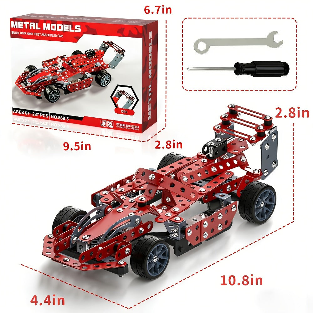 STEM Building Kit Model Car 283-287 Pcs Motorized Assembly Vehicle Toy with Tires & Openable Hood — image 3