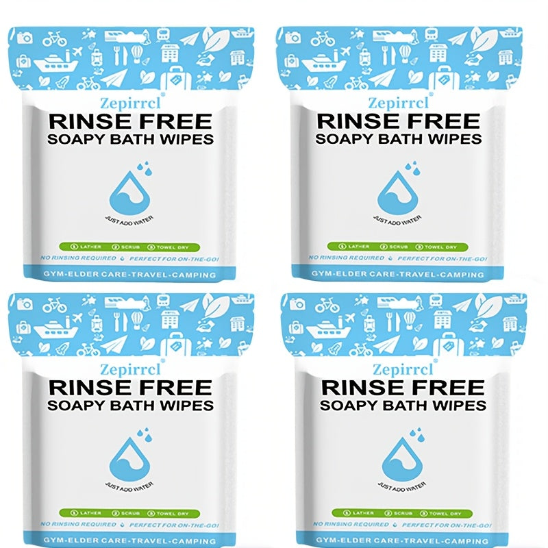 No-Rinse Disposable Bath Wipes 100pcs Large 11.81in - Foaming Body Cleansing Cloths Soap for Bath Time, Home Spa and Personal