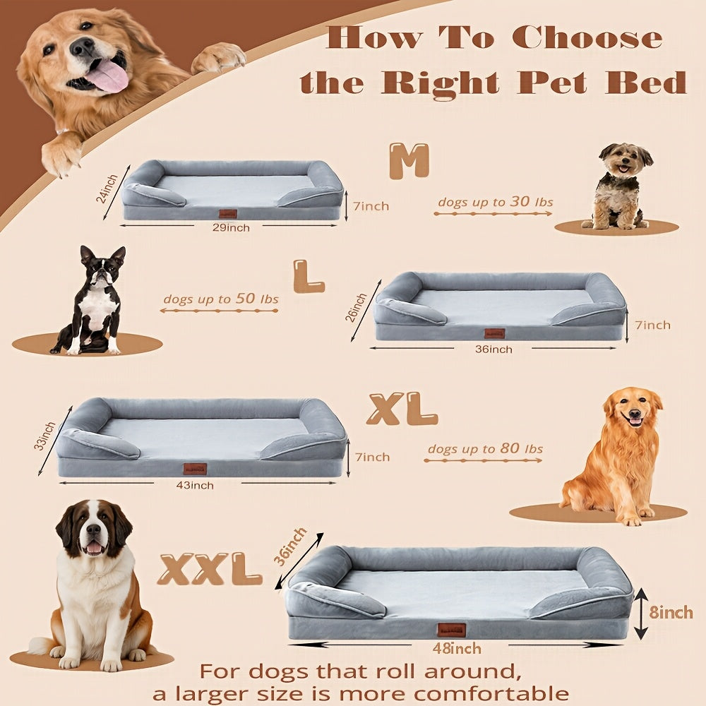 Gray Bolster Dog Bed with Lowered Entry and Removable Machine-Washable Cover in Four Sizes from M to XXL — image 5