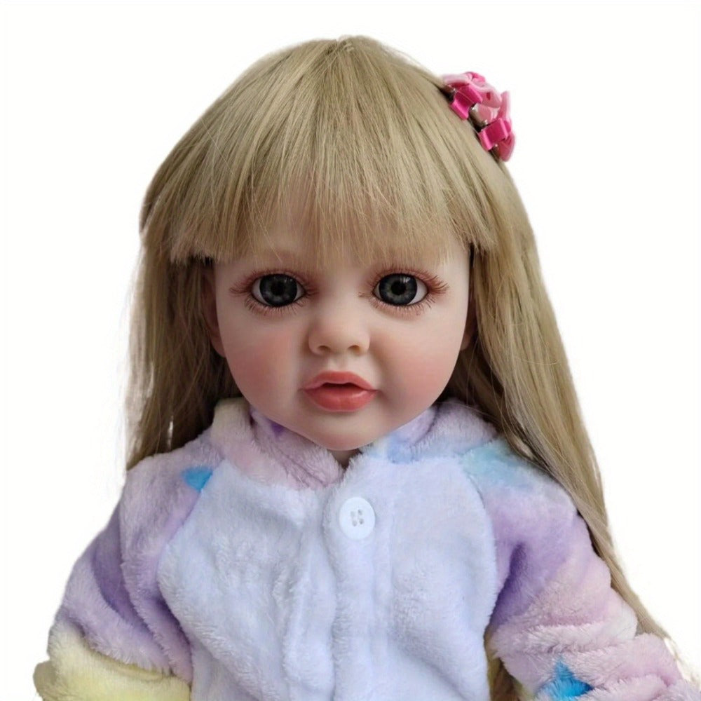 Reborn Baby Doll 22-Inch Soft Vinyl Toddler Design with Blonde Wig Hair, Acrylic Eyes and Unicorn Outfit — image 5