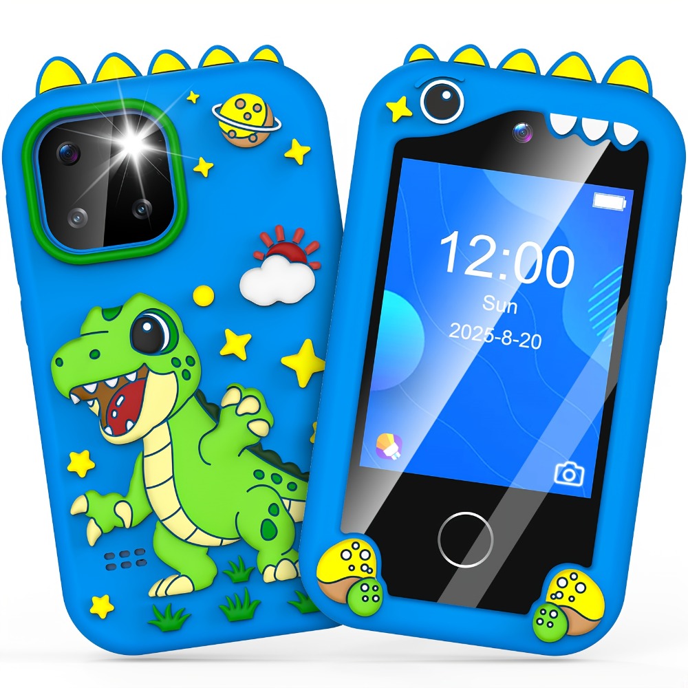 Kids Toy Mobile Phone with Dual Cameras, Touchscreen & MP3 Player, Educational Toy with Games, Alarm Clock & USB Charging — i