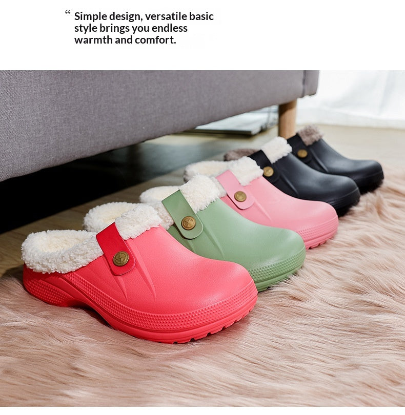 Mens Fleece-Lined Cotton Slippers For Home