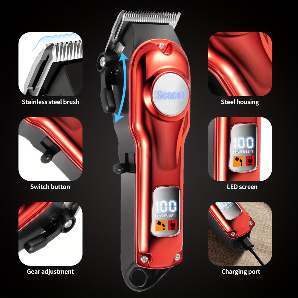 900mAh LCD Hair Clippers for Men – USB Rechargeable Cordless Electric Trimmer with Limit Combs & Cleaning Brush — image 11